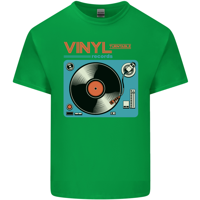 Retro Vinyl Records Turntable DJ Music Kids T-Shirt Childrens Irish Green