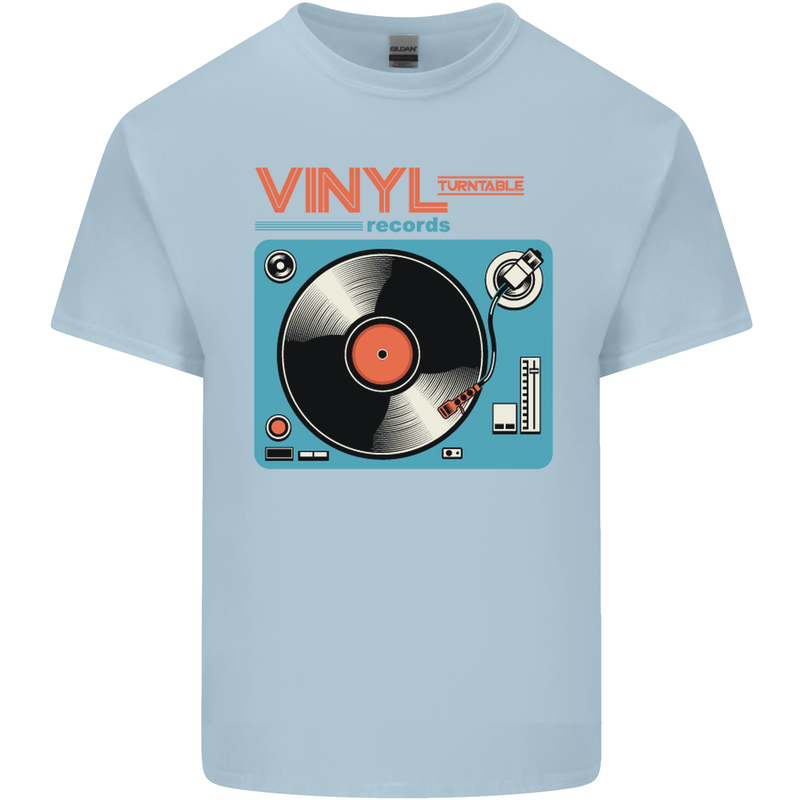 Retro Vinyl Records Turntable DJ Music Kids T-Shirt Childrens Light Blue