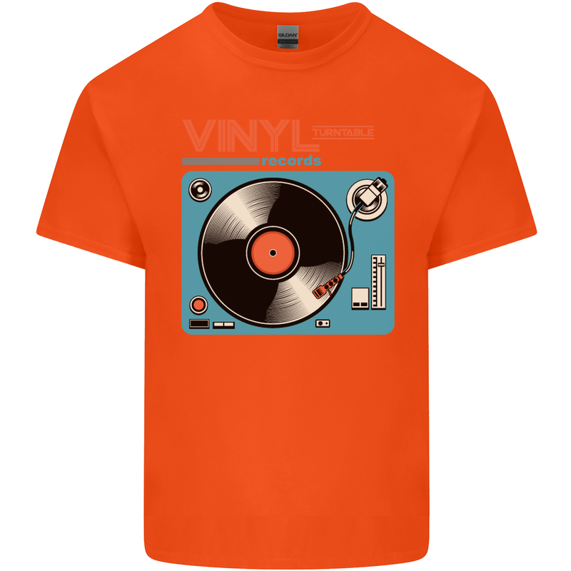 Retro Vinyl Records Turntable DJ Music Kids T-Shirt Childrens Orange
