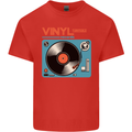 Retro Vinyl Records Turntable DJ Music Kids T-Shirt Childrens Red