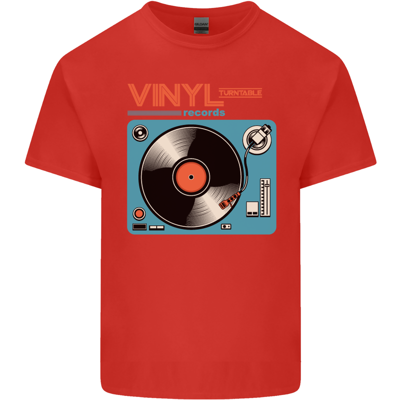 Retro Vinyl Records Turntable DJ Music Kids T-Shirt Childrens Red