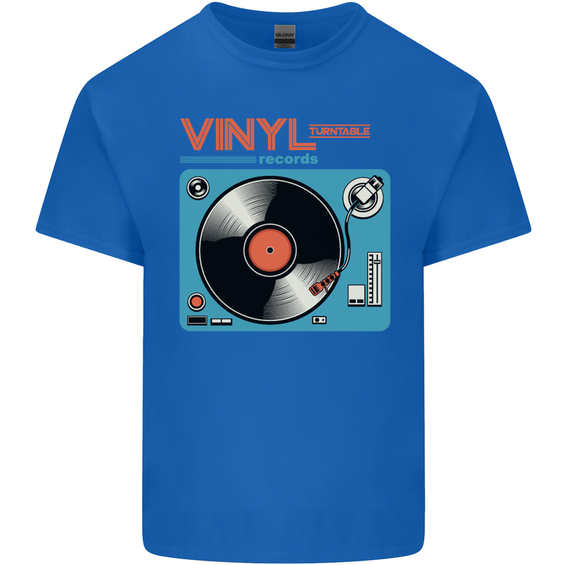 Retro Vinyl Records Turntable DJ Music Kids T-Shirt Childrens Royal Blue
