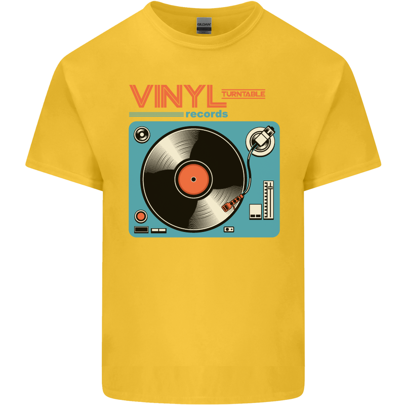 Retro Vinyl Records Turntable DJ Music Kids T-Shirt Childrens Yellow