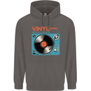 Retro Vinyl Records Turntable DJ Music Mens 80% Cotton Hoodie Charcoal