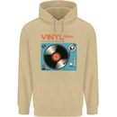 Retro Vinyl Records Turntable DJ Music Mens 80% Cotton Hoodie Sand