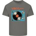 Retro Vinyl Records Turntable DJ Music Mens Cotton T-Shirt Tee Top Charcoal