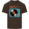 Retro Vinyl Records Turntable DJ Music Mens Cotton T-Shirt Tee Top Dark Chocolate