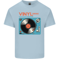 Retro Vinyl Records Turntable DJ Music Mens Cotton T-Shirt Tee Top Light Blue