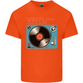 Retro Vinyl Records Turntable DJ Music Mens Cotton T-Shirt Tee Top Orange