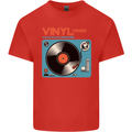 Retro Vinyl Records Turntable DJ Music Mens Cotton T-Shirt Tee Top Red