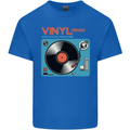 Retro Vinyl Records Turntable DJ Music Mens Cotton T-Shirt Tee Top Royal Blue