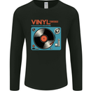 Retro Vinyl Records Turntable DJ Music Mens Long Sleeve T-Shirt Black