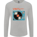 Retro Vinyl Records Turntable DJ Music Mens Long Sleeve T-Shirt Sports Grey