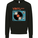 Retro Vinyl Records Turntable DJ Music Mens Sweatshirt Jumper Black