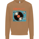 Retro Vinyl Records Turntable DJ Music Mens Sweatshirt Jumper Caramel Latte