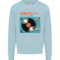 Retro Vinyl Records Turntable DJ Music Mens Sweatshirt Jumper Light Blue