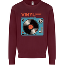Retro Vinyl Records Turntable DJ Music Mens Sweatshirt Jumper Maroon