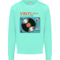 Retro Vinyl Records Turntable DJ Music Mens Sweatshirt Jumper Peppermint