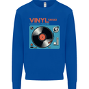 Retro Vinyl Records Turntable DJ Music Mens Sweatshirt Jumper Royal Blue