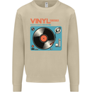 Retro Vinyl Records Turntable DJ Music Mens Sweatshirt Jumper Sand
