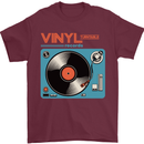 Retro Vinyl Records Turntable DJ Music Mens T-Shirt Cotton Gildan Maroon