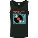 Retro Vinyl Records Turntable DJ Music Mens Vest Tank Top Black