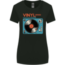 Retro Vinyl Records Turntable DJ Music Womens Wider Cut T-Shirt Black