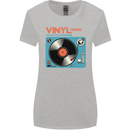Retro Vinyl Records Turntable DJ Music Womens Wider Cut T-Shirt Sports Grey