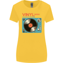 Retro Vinyl Records Turntable DJ Music Womens Wider Cut T-Shirt Yellow