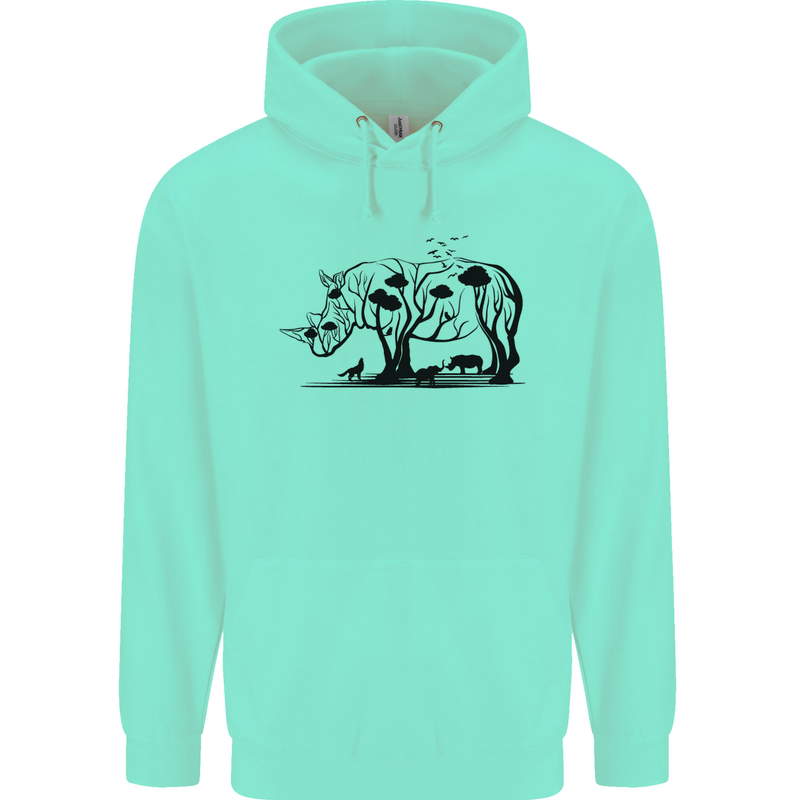 Rhino Ecology Rhinoceroses Childrens Kids Hoodie Peppermint