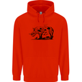 Rhino Ecology Rhinoceroses Mens 80% Cotton Hoodie Bright Red