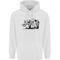 Rhino Ecology Rhinoceroses Mens 80% Cotton Hoodie White