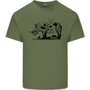 Rhino Ecology Rhinoceroses Mens Cotton T-Shirt Tee Top Military Green