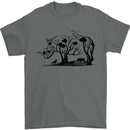 Rhino Ecology Rhinoceroses Mens T-Shirt Cotton Gildan Charcoal