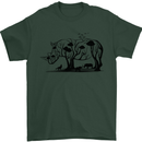 Rhino Ecology Rhinoceroses Mens T-Shirt Cotton Gildan Forest Green