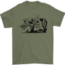 Rhino Ecology Rhinoceroses Mens T-Shirt Cotton Gildan Military Green