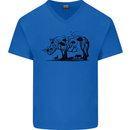 Rhino Ecology Rhinoceroses Mens V-Neck Cotton T-Shirt Royal Blue