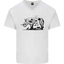 Rhino Ecology Rhinoceroses Mens V-Neck Cotton T-Shirt White