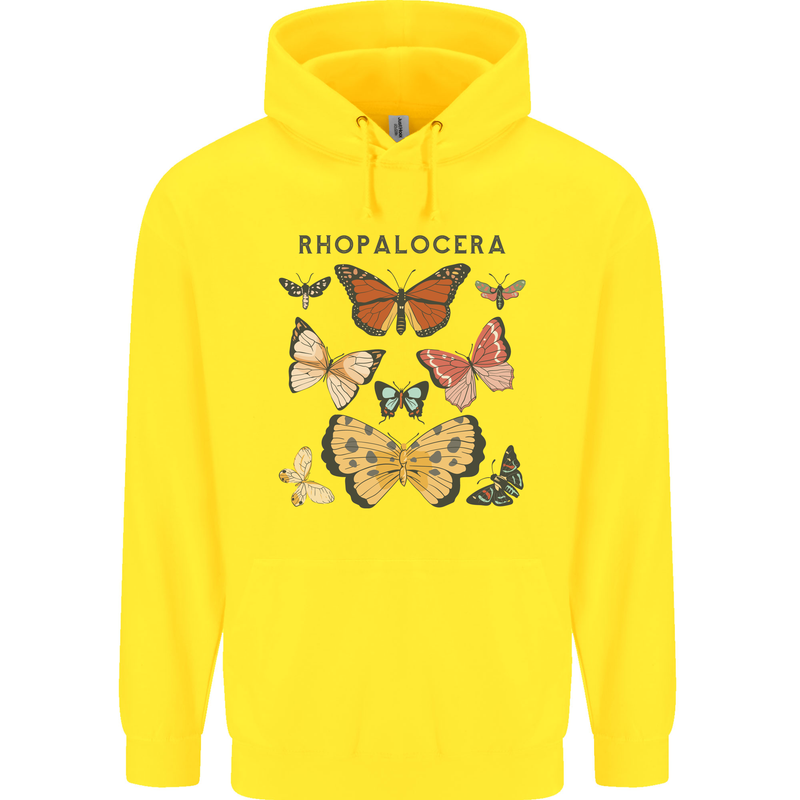 Rhopalocera Butterfies Butterfly Childrens Kids Hoodie Yellow