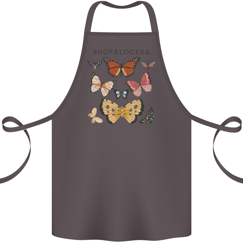 Rhopalocera Butterfies Butterfly Cotton Apron 100% Organic Dark Grey