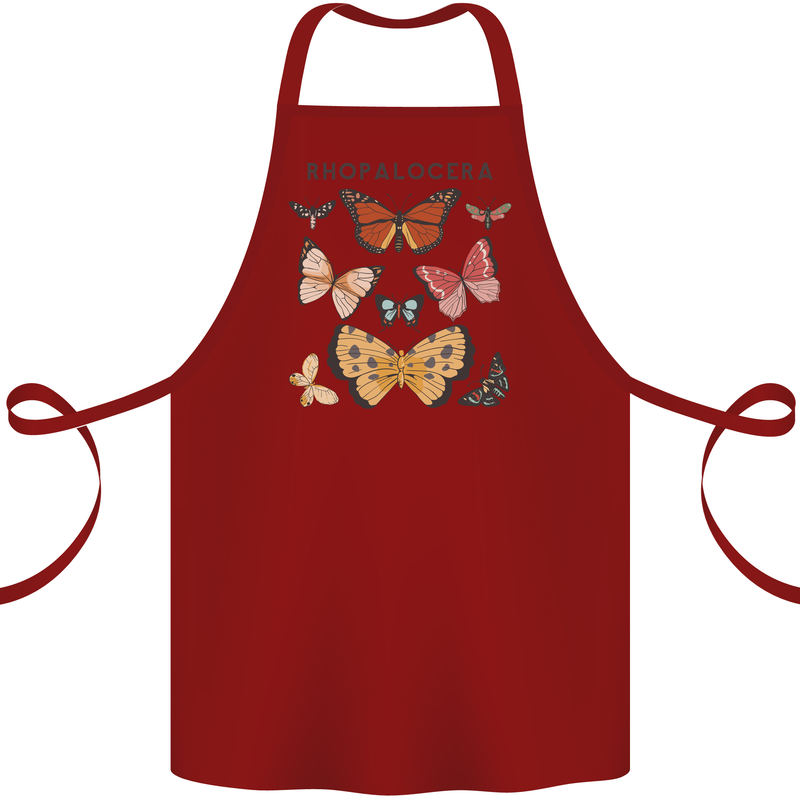 Rhopalocera Butterfies Butterfly Cotton Apron 100% Organic Maroon