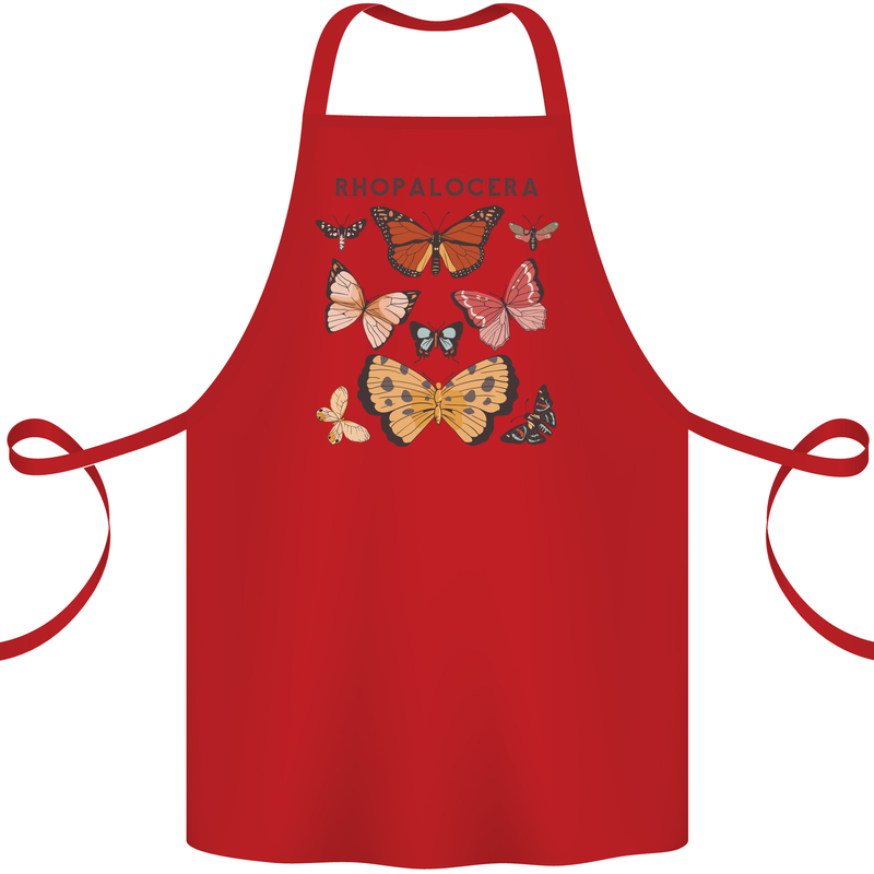 Rhopalocera Butterfies Butterfly Cotton Apron 100% Organic Red