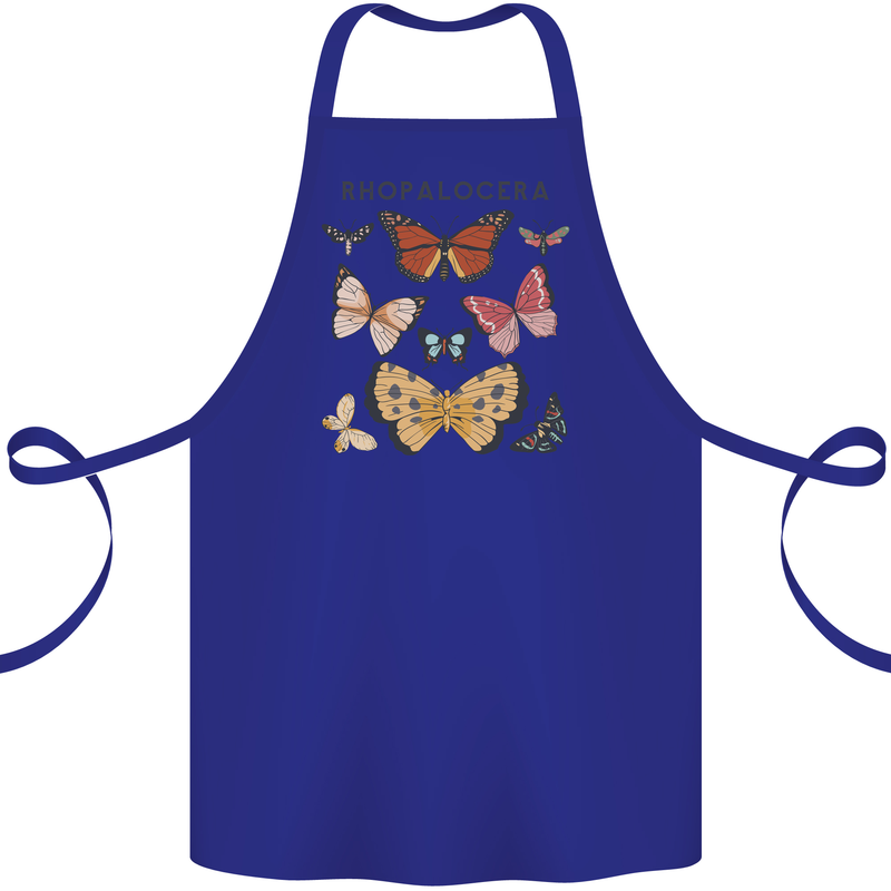 Rhopalocera Butterfies Butterfly Cotton Apron 100% Organic Royal Blue