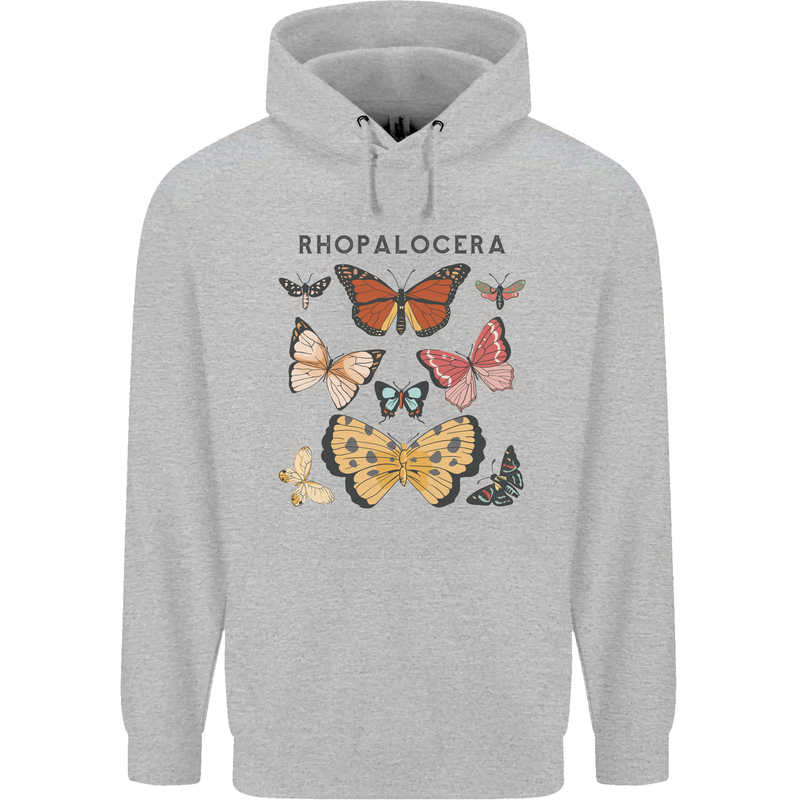 Rhopalocera Butterfies Butterfly Mens 80% Cotton Hoodie Sports Grey