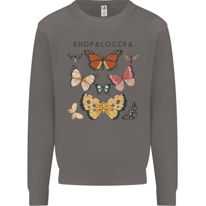 Rhopalocera Butterfies Butterfly Mens Sweatshirt Jumper Charcoal