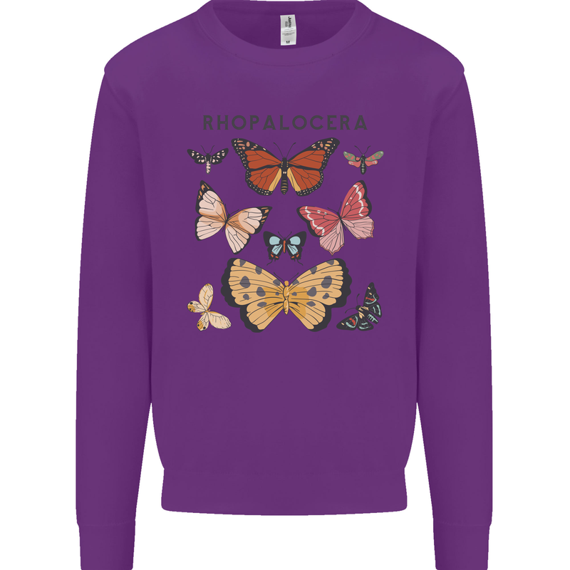 Rhopalocera Butterfies Butterfly Mens Sweatshirt Jumper Purple