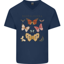 Rhopalocera Butterfies Butterfly Mens V-Neck Cotton T-Shirt Navy Blue