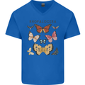 Rhopalocera Butterfies Butterfly Mens V-Neck Cotton T-Shirt Royal Blue