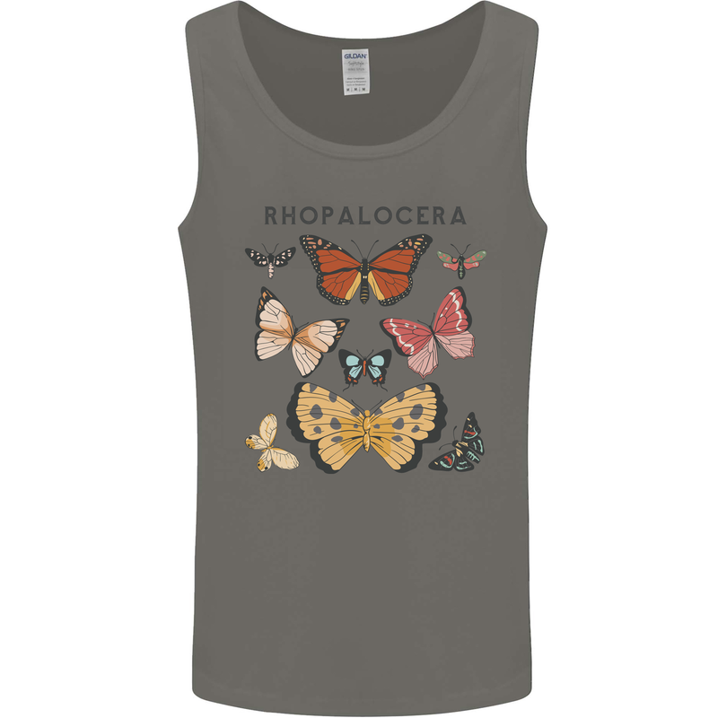 Rhopalocera Butterfies Butterfly Mens Vest Tank Top Charcoal