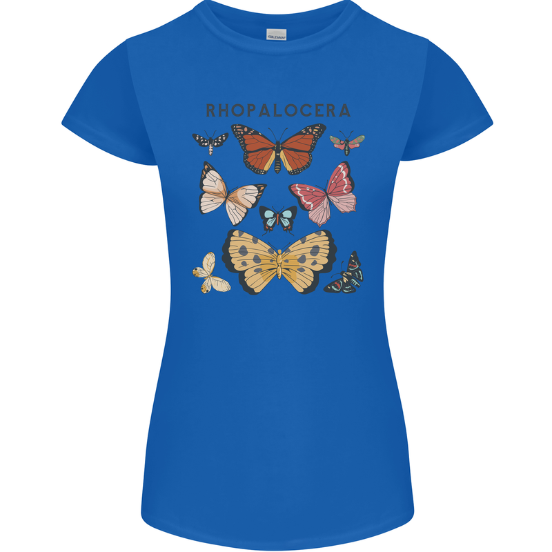 Rhopalocera Butterfies Butterfly Womens Petite Cut T-Shirt Royal Blue